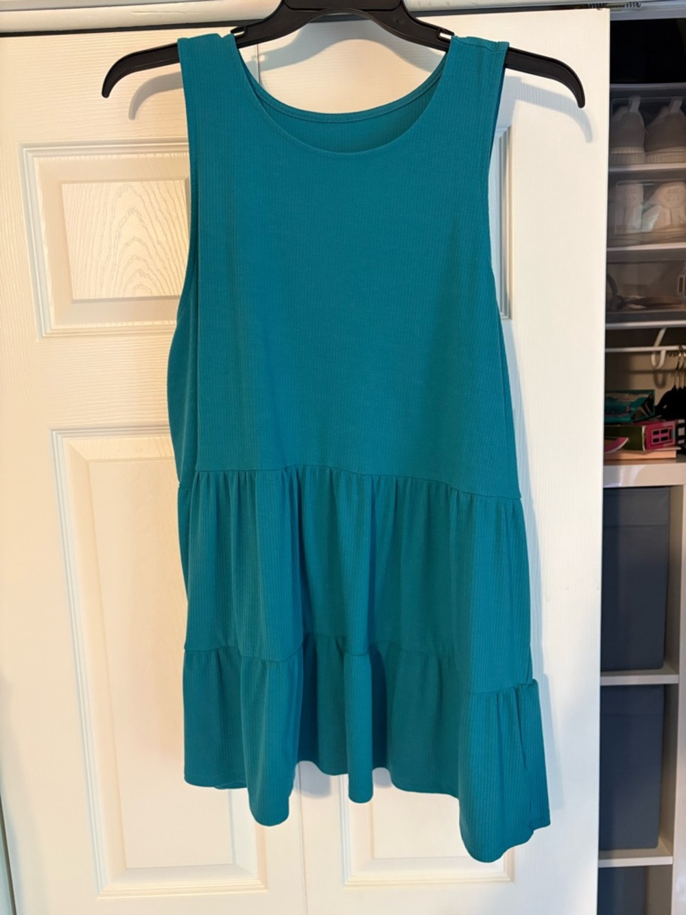 torrid Teal Tiered Ribbed Tank Top